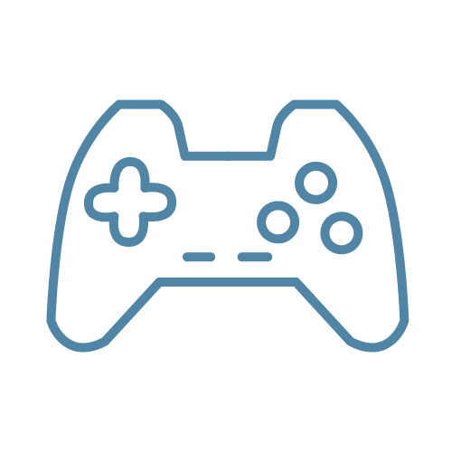 Gaming controller Icon in dark blue.