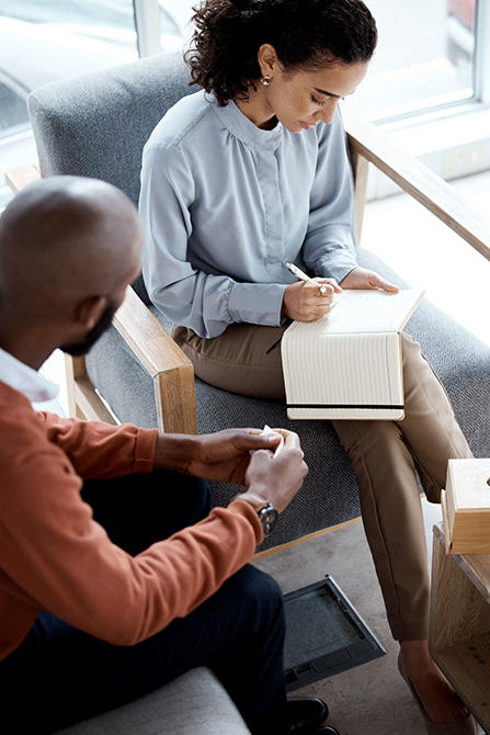 A man participates in therapy at a behavioral health center.