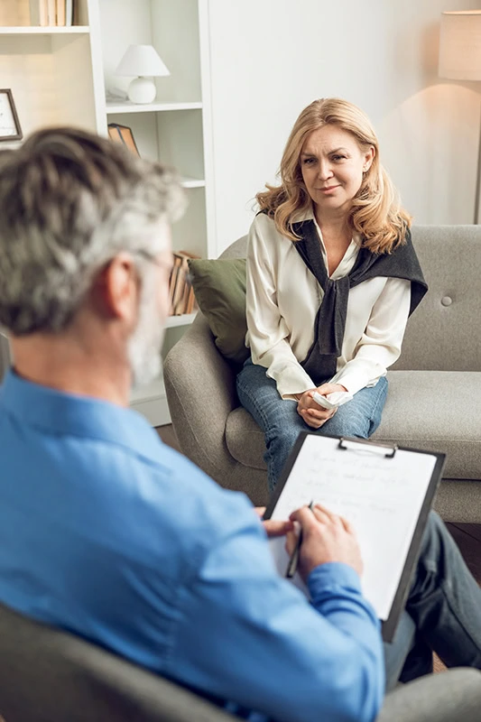 A man participates in depression treatment.