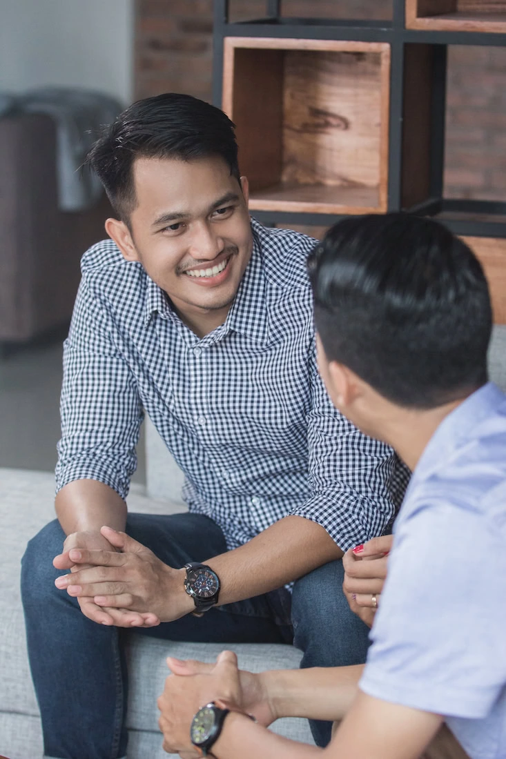A person participates in therapy at a drug rehab center.